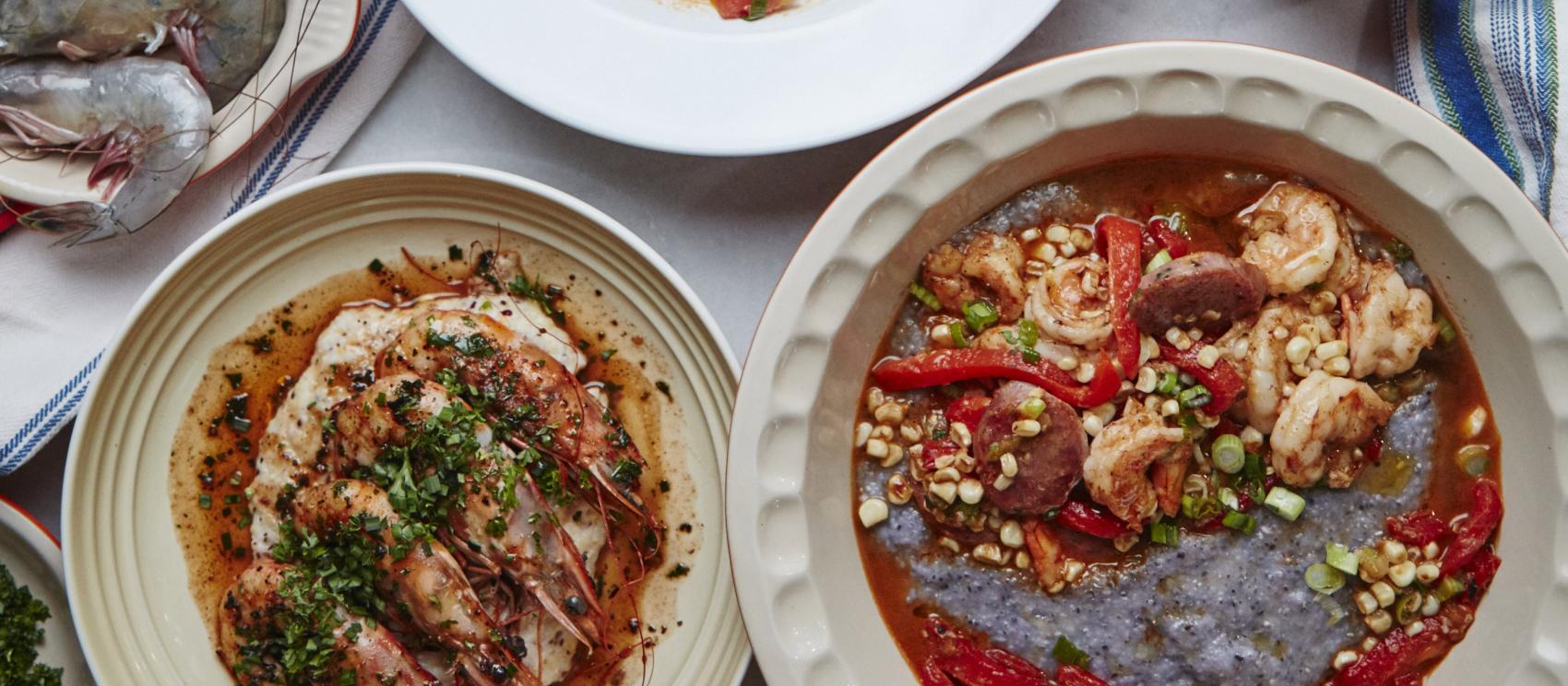 各式鲜虾玉米粥，是查尔斯顿的保留菜肴