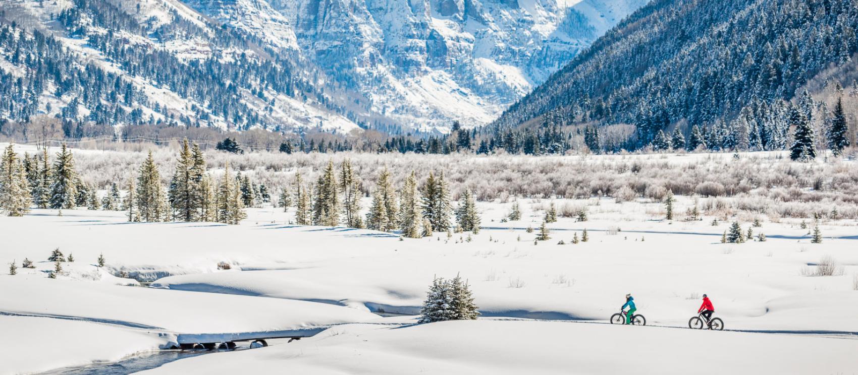 Winter fat tire biking in the mountains surrounding Telluride